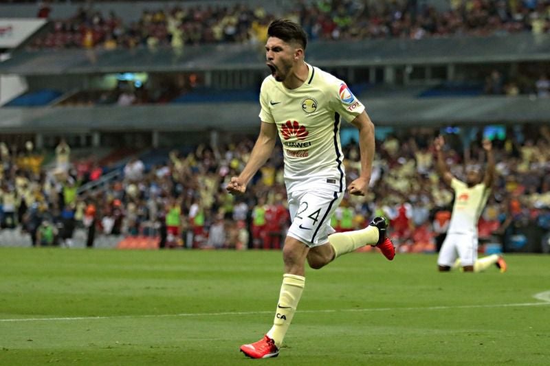 Oribe celebra un gol durante la Jornada 2 del A2016