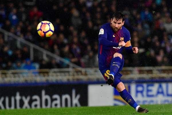 Leo Messi en acción con el Barcelona