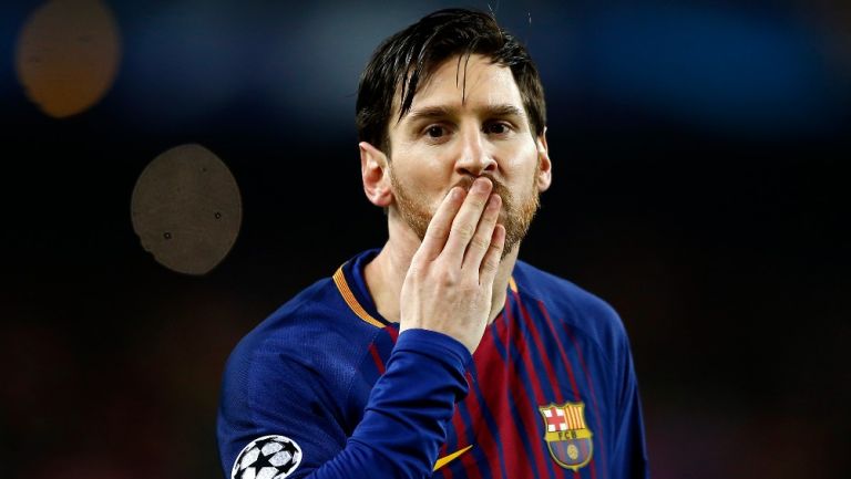 Messi, en festejo con el Barça
