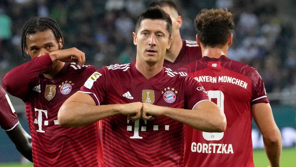 Lewandowski celebrando el gol del empate para el Bayern