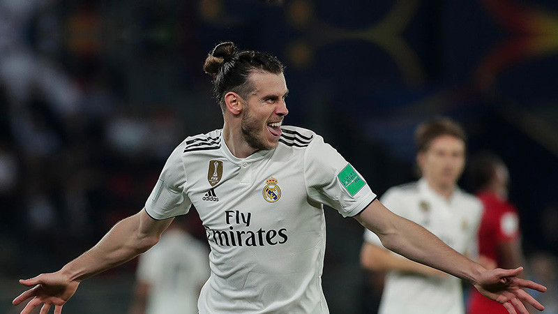 Bale festeja un tanto con el Real Madrid 