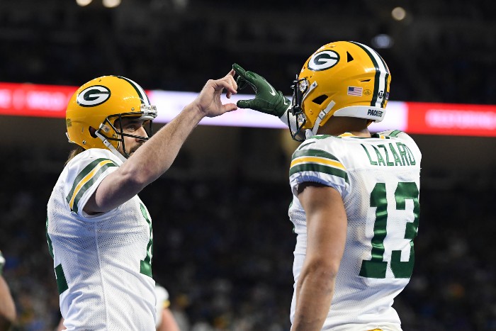Jugadores de los Packers festejan un touchdown
