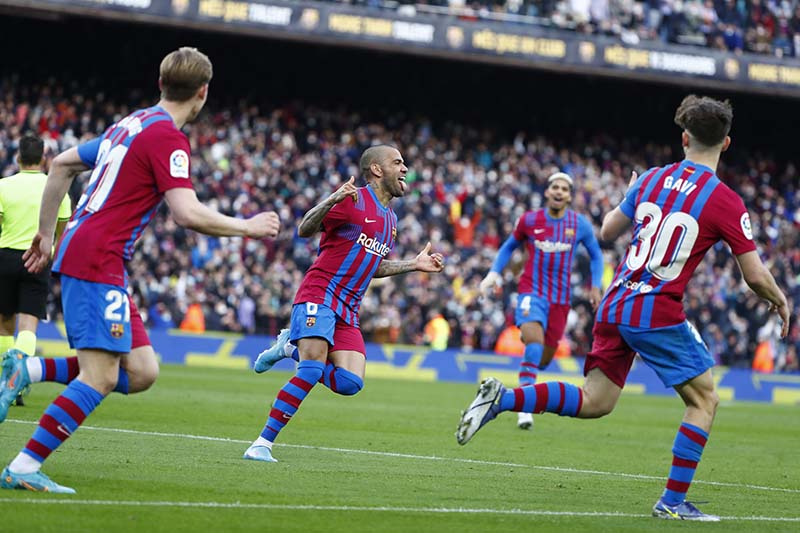 Jugadores del Barcelona celebrando un gol 