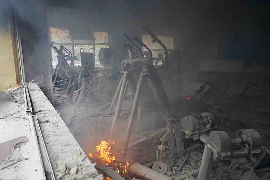 Edificios destrozados por bombardeos rusos 