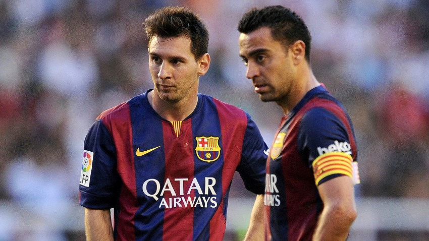 Messi y Xavi cuando jugaban juntos en Barcelona 