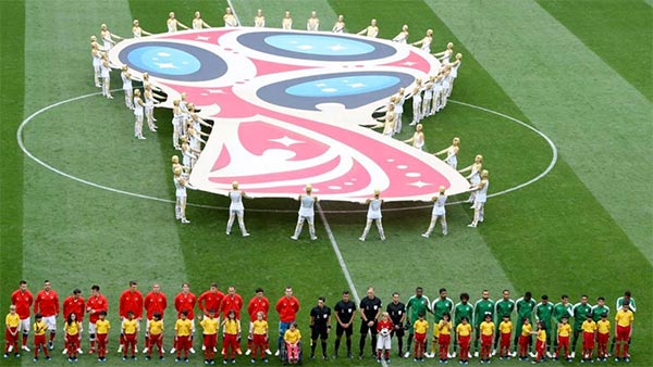 La ceremonia previa a un partido del Mundial
