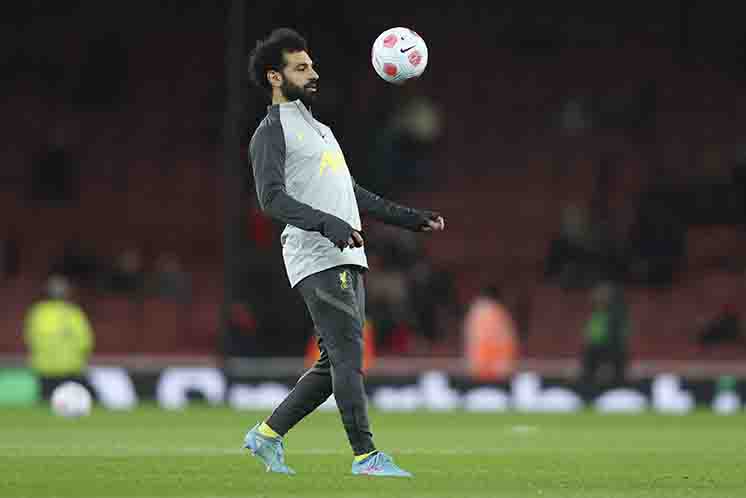 Mohamed Salah, antes de un partido del Liverpool