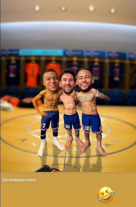 Mbappé, Messi y Neymar realizados a manera de meme