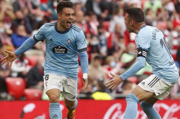Fran Beltrán celebra gol con el Celta de Vigo