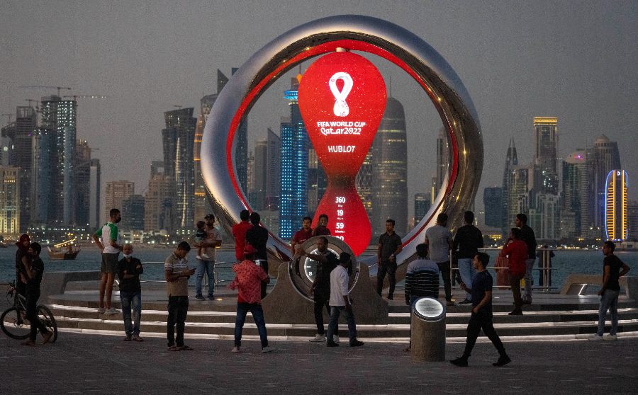 Reloj de cuenta regresiva a la Copa Mundial en Doha, Qatar