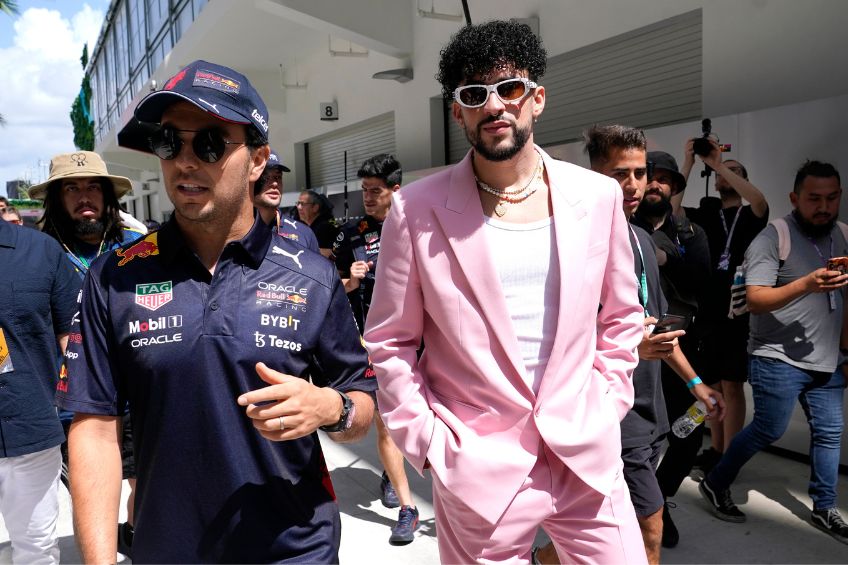 Checo Pérez y Bad Bunny previo al GP de Miami