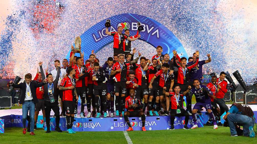 Atlas festejando el título obtenido en el Torneo Clausura 2022