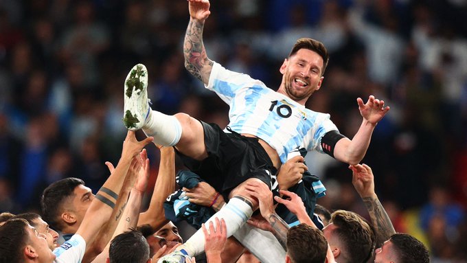 Lionel Messi en festejo con Argentina