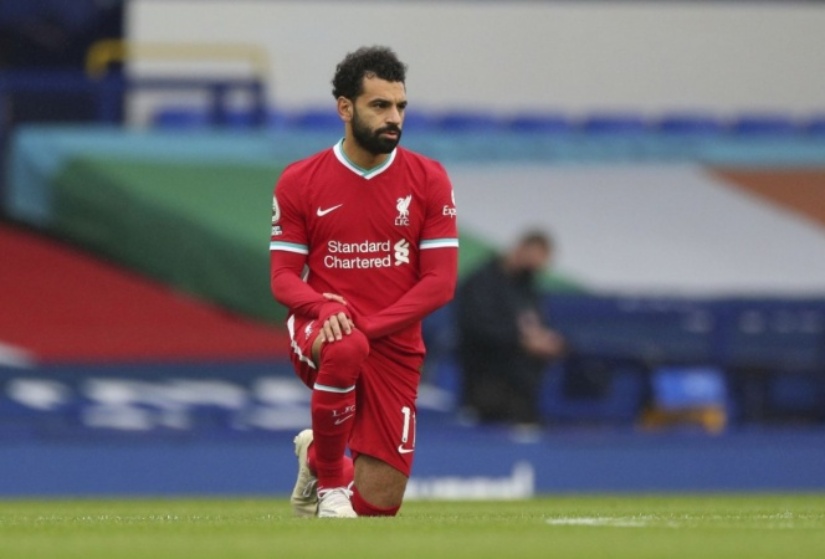Mohamed Salah en un partido del Liverpool