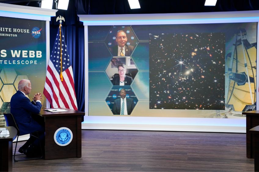 Joe Biden durante el evento de la NASA en la Casa Blanca