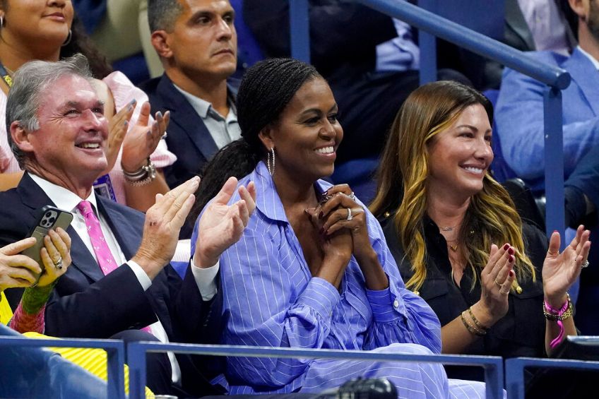 Michelle Obama presenciando un partido en el US Open