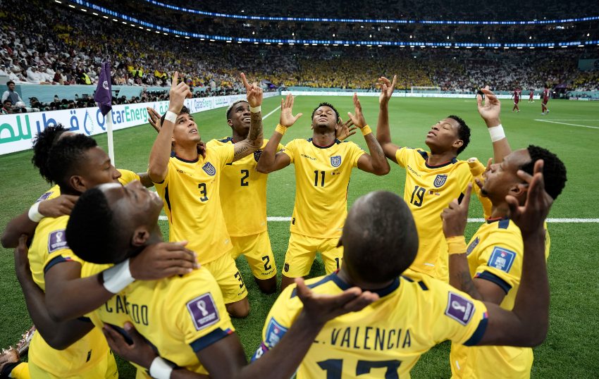 Ecuador en celebración de gol