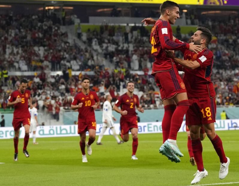 Jugadores de España, en festejo de gol