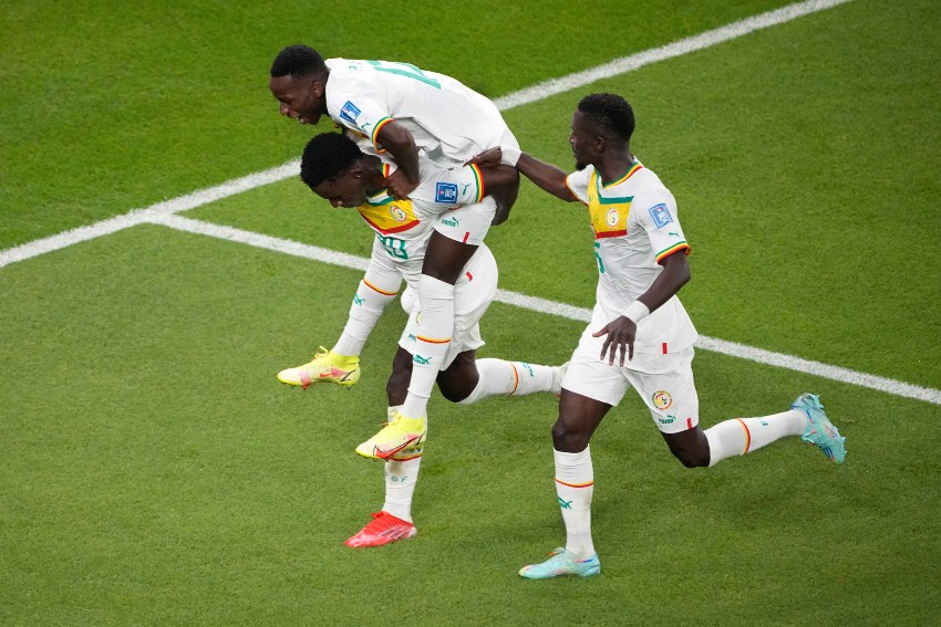 Senegal en celebración de gol