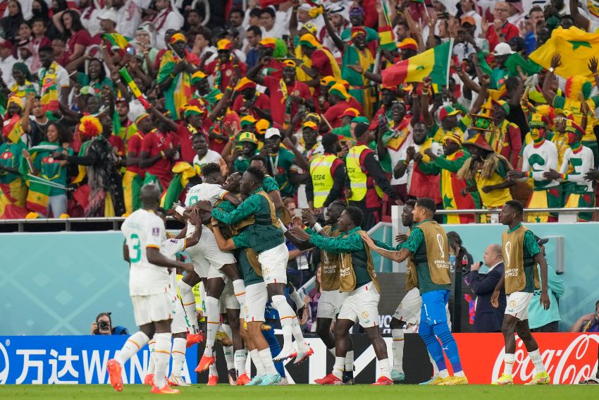 Senegal en celebración de gol