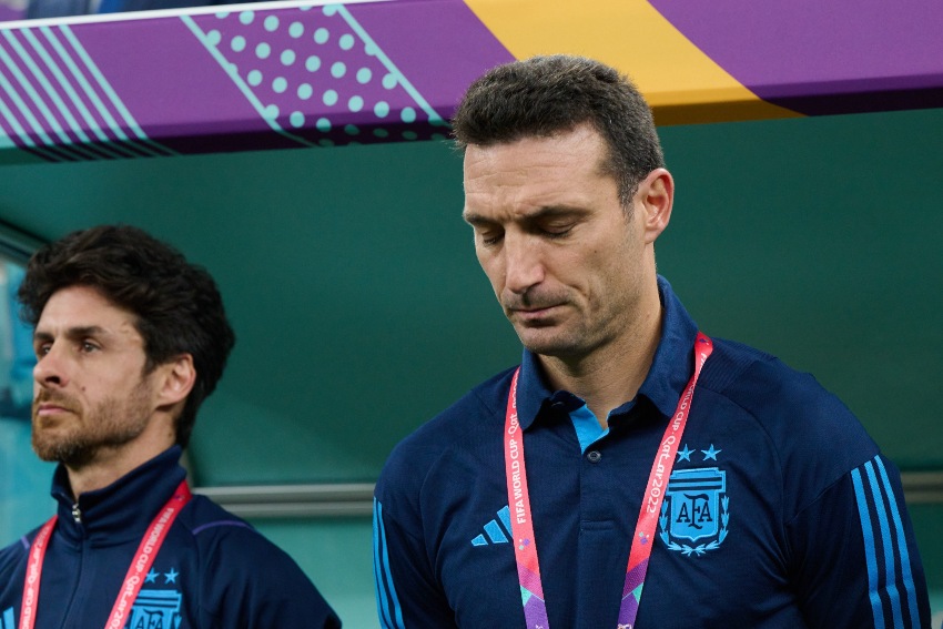 Lionel Scaloni en Qatar 2022 con Argentina