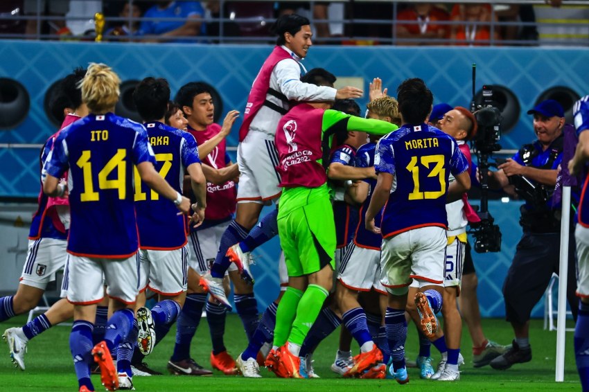 Japón en celebración de gol