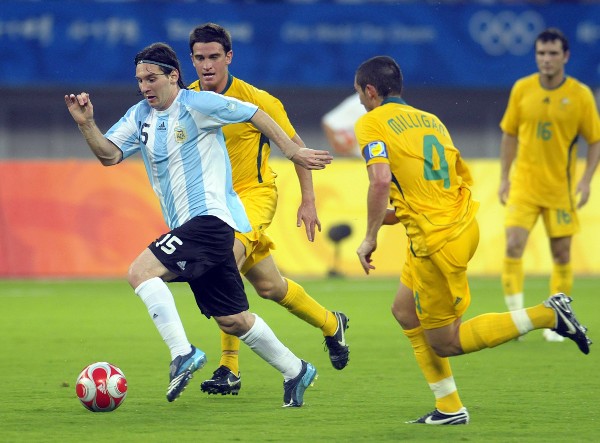 Messi con Argentina vs Australia en los Juegos Olímpicos de Beijing 2008