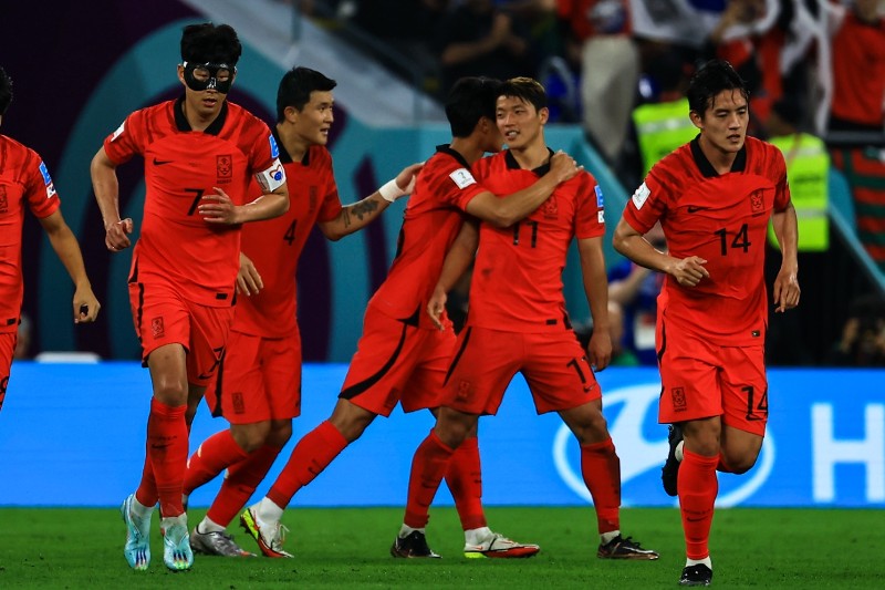 Corea del Sur en festejo de gol
