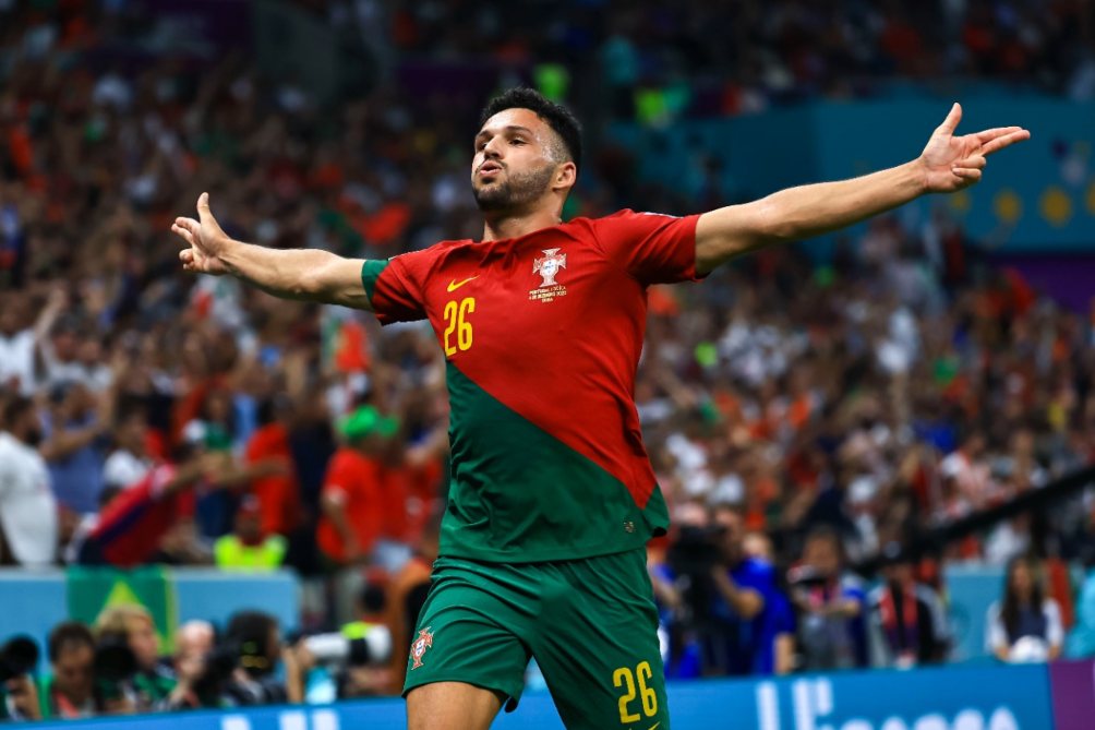 Goncalo Ramos festeja gol con Portugal