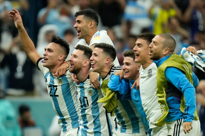 Jugadores de Argentina en festejo de gol