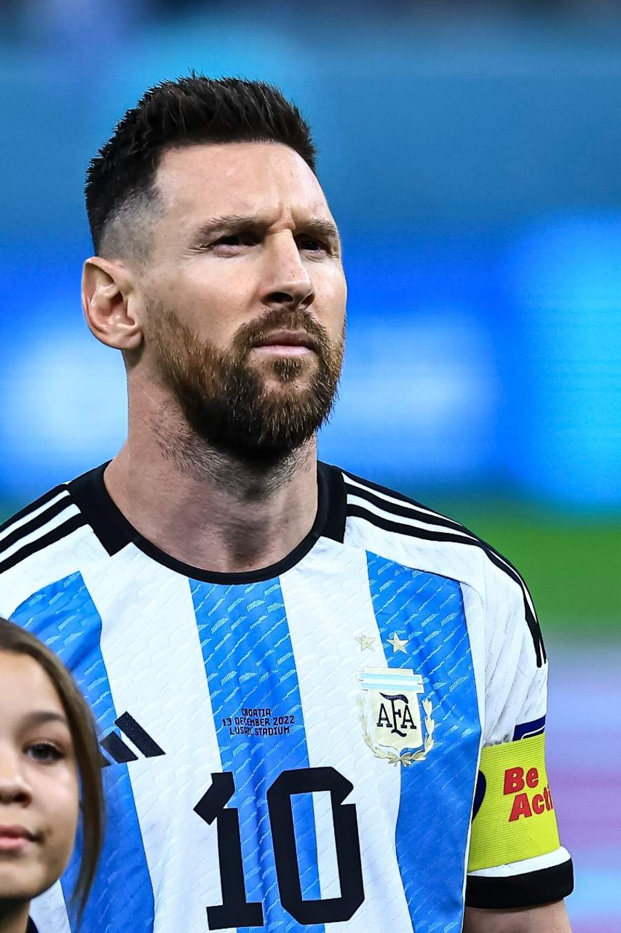 Lionel Messi entonando el himno de Argentina