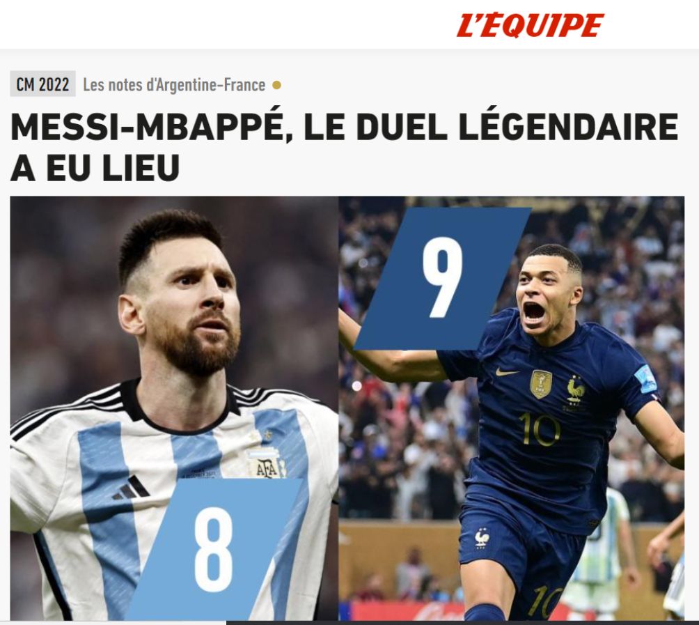 El duelo entre Messi y Mbappé fue destacado en la portada de L'Equipe