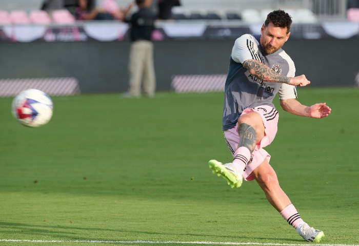 Messi entrenando previo al juego de la Leagues Cup