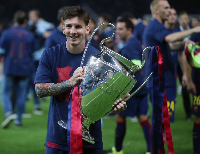 Messi tras ganar la Champions en 2015