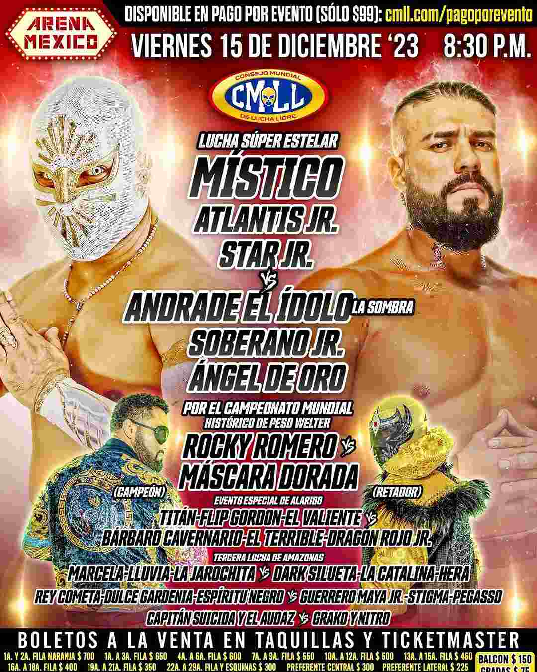 Cartelera del regreso de Andrade a la Arena México