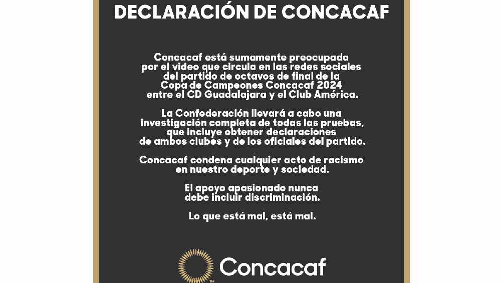 Concacaf lanzó un comunicado