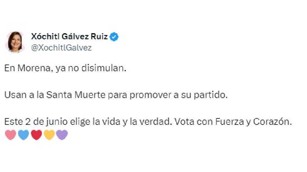 La candidata Xóchitl Gálvez criticó el mensaje y de paso promovió el voto a su favor.
