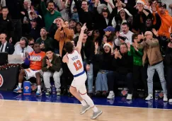 Tyler Kolek, de los Knicks de Nueva York, festeja su enceste de tres puntos ante los Cavaliers Tyler Kolek, de los Knicks de Nueva York, festeja su enceste de tres puntos ante los Cavaliers