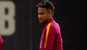 Neymar, en un entrenamiento del Barcelona