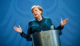 Merkel, durante una conferencia de prensa