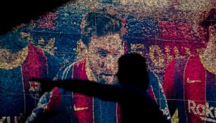Mural de  Messi en el Camp Nou