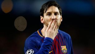 Leo Messi celebra con el Barcelona