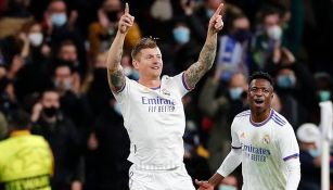 Toni Kroos festeja un gol con el Real Madrid 