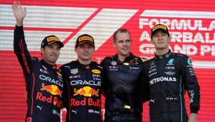 Max Verstappen, Checo Pérez y George Russell
