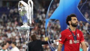 Mohamed Salah reacciona durante la Final de la Champions 2022