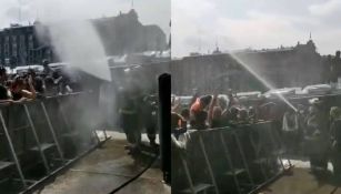 Bomberos rociaron de agua a asistentes al Zócalo por altas temperaturas