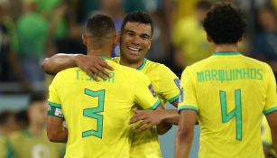 Jugadores de Brasil en festejo de gol