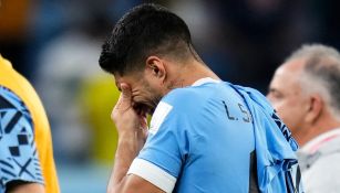 Luis Suárez llorando tras eliminación de Uruguay