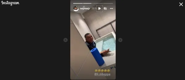 INSTAGRAM @neymarjr Mbappé reacciona a la visita de Neymar en los vestidores