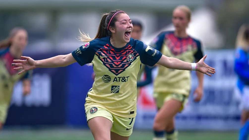 MEXSPORT Katty Martínez festejando su gol 100 en la Liga MX Femenil